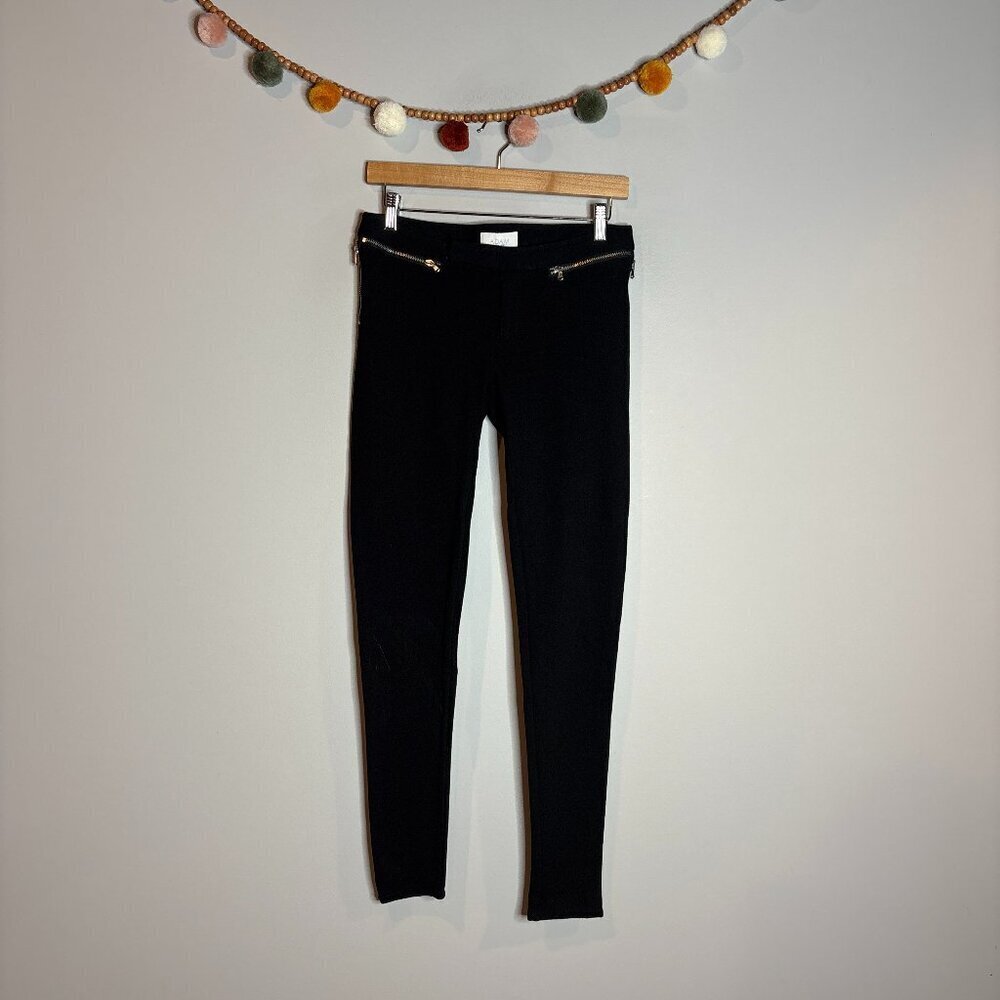Adam Lippes black low rise zipper legging pants